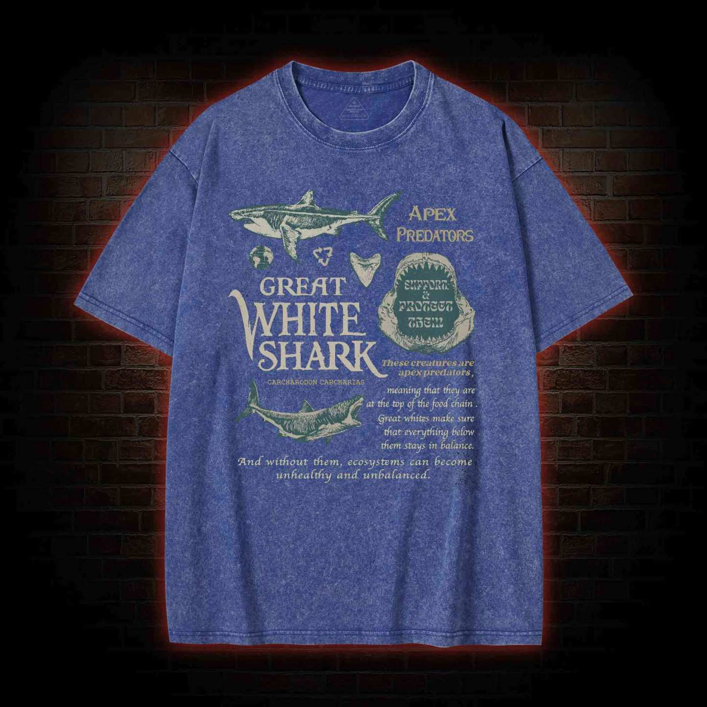 Great White Shark Washed T-shirt