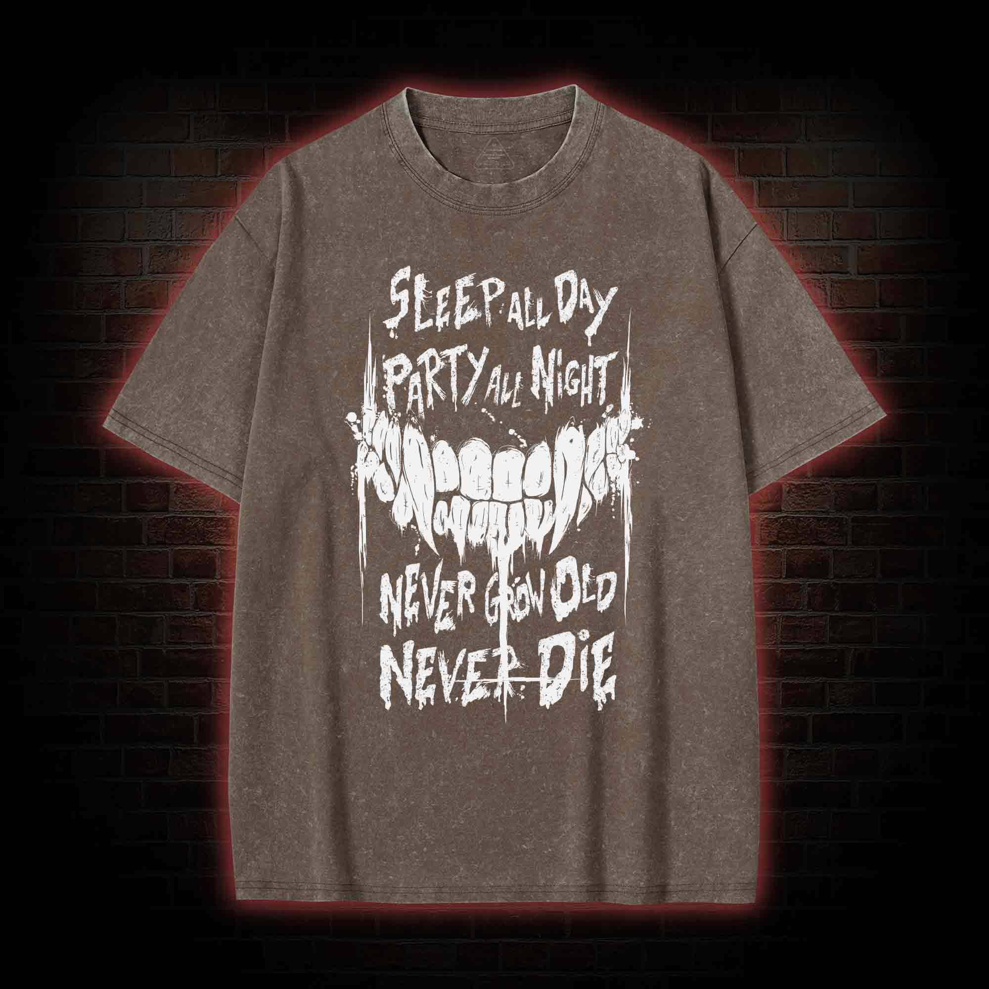 Never Grow Old Never Die Washed T-shirt