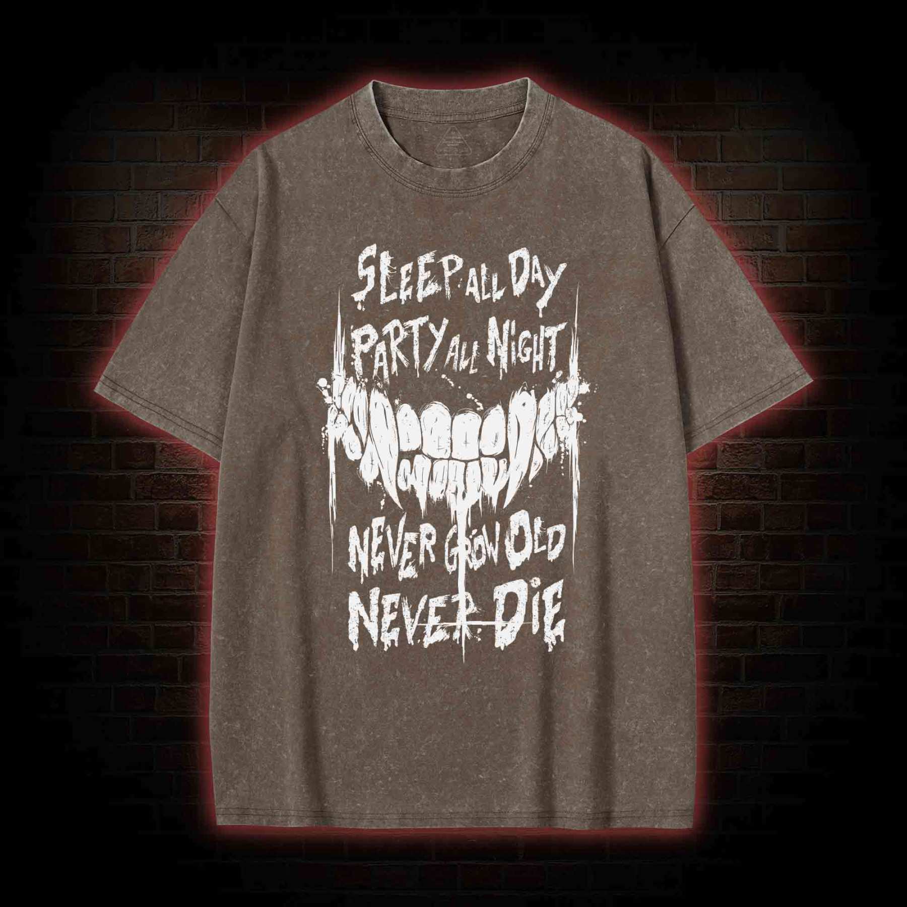 Never Grow Old Never Die Washed T-shirt