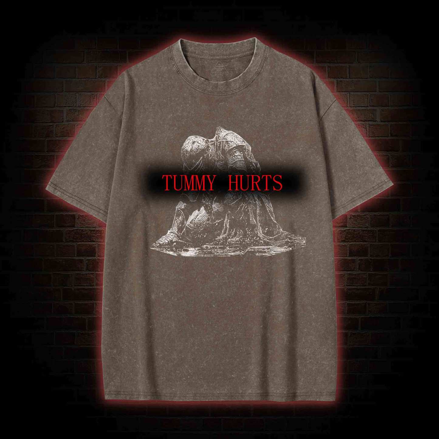 Retro Tummy Hurts Washed T-shirt