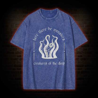 Here There be Monsters Washed T-shirt