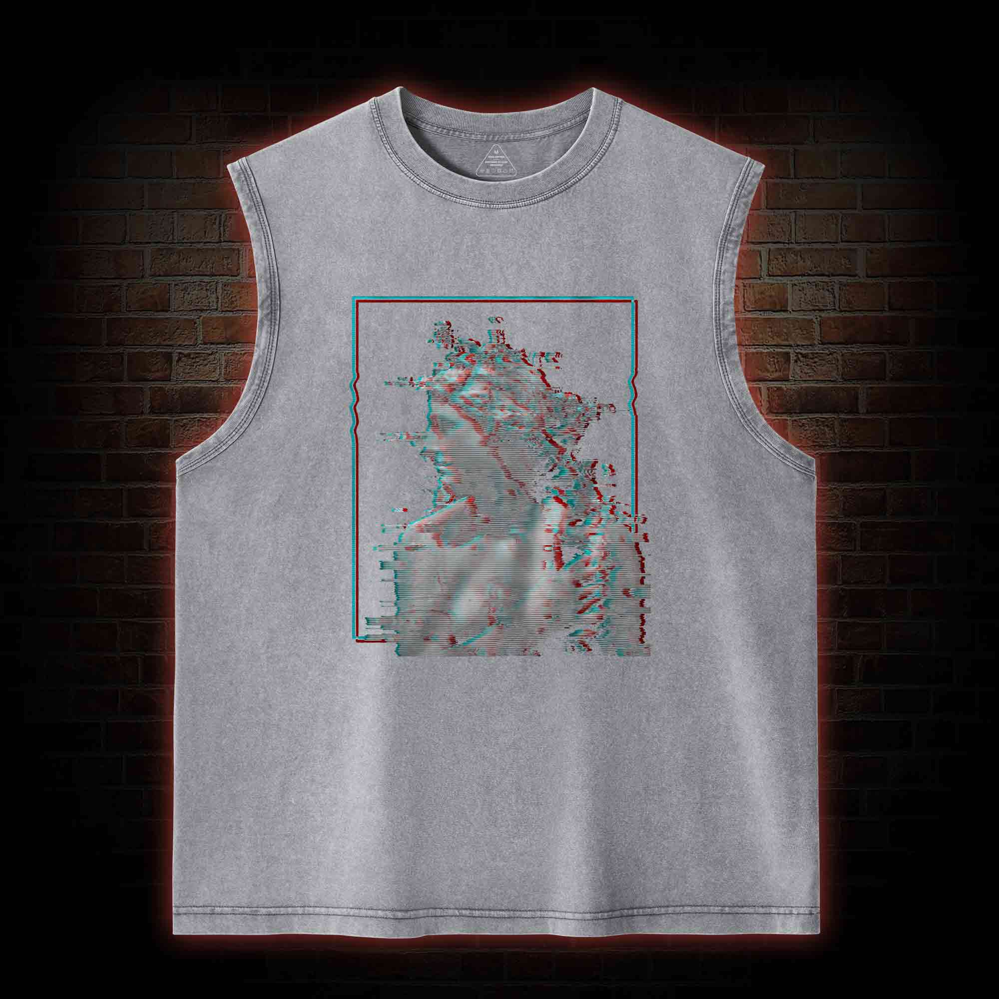 Vaporwave Glitch Washed Tank Top