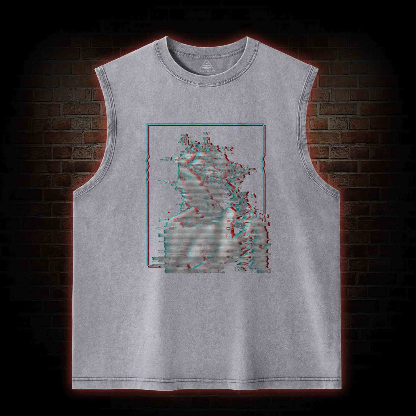 Vaporwave Glitch Washed Tank Top