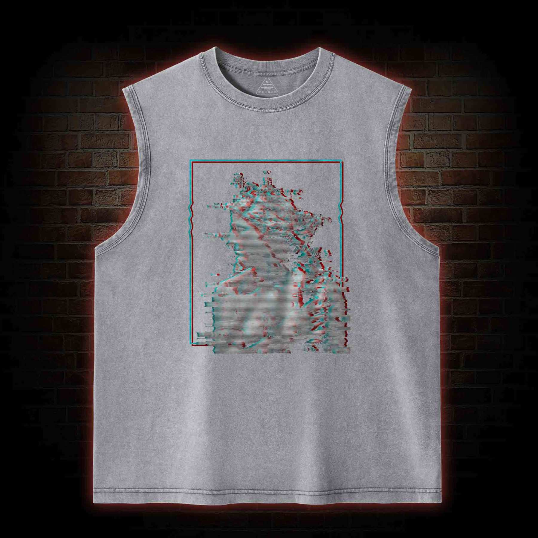 Vaporwave Glitch Washed Tank Top