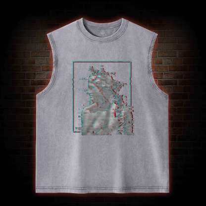 Vaporwave Glitch Washed Tank Top