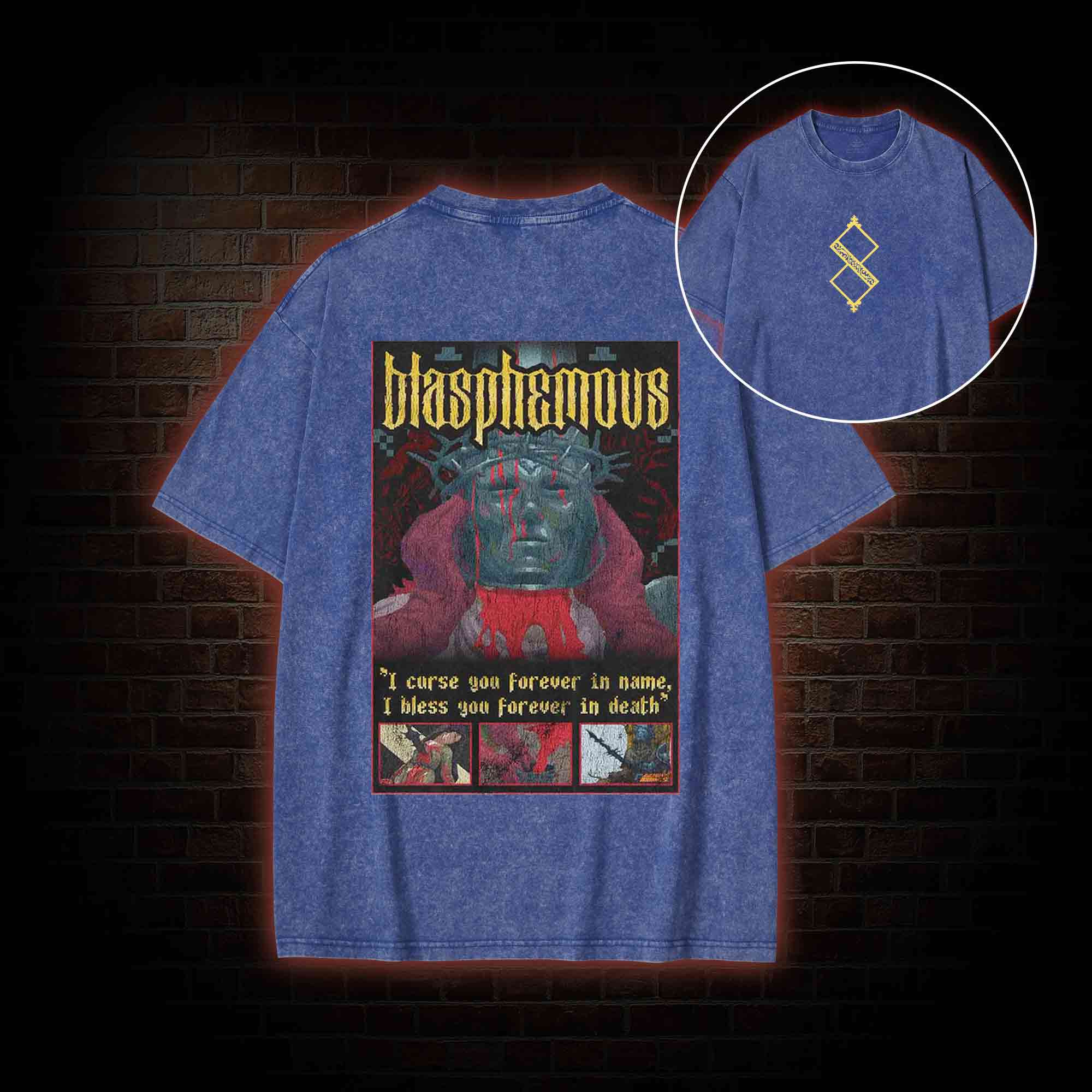 I Bless You Forever in Death Back Print Washed T-shirt