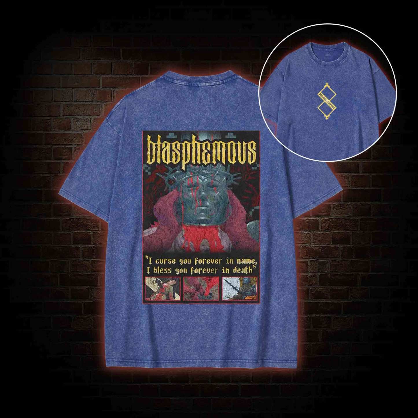 I Bless You Forever in Death Back Print Washed T-shirt