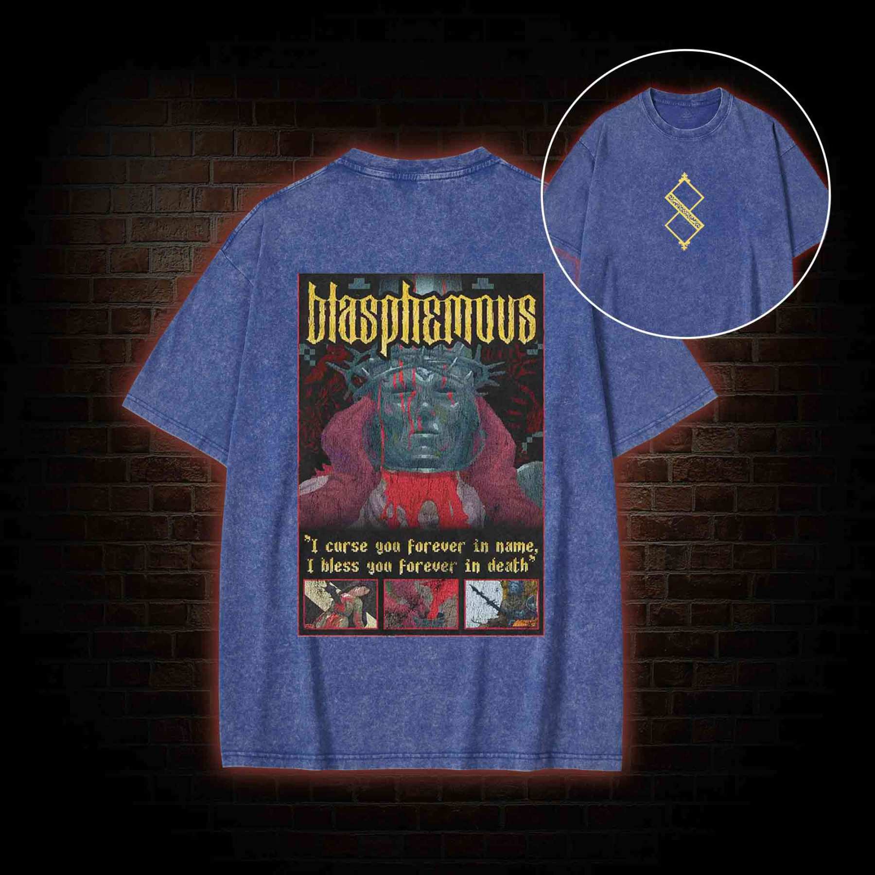I Bless You Forever in Death Back Print Washed T-shirt