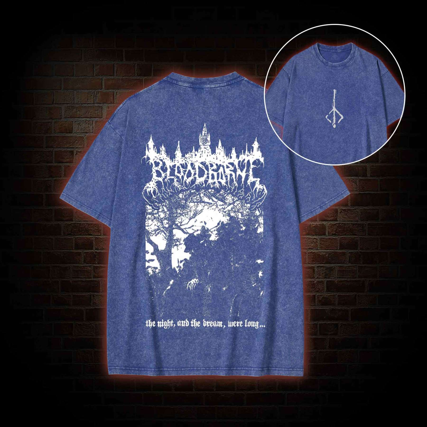The Night and The Dream were Long Back Print Washed T-shirt
