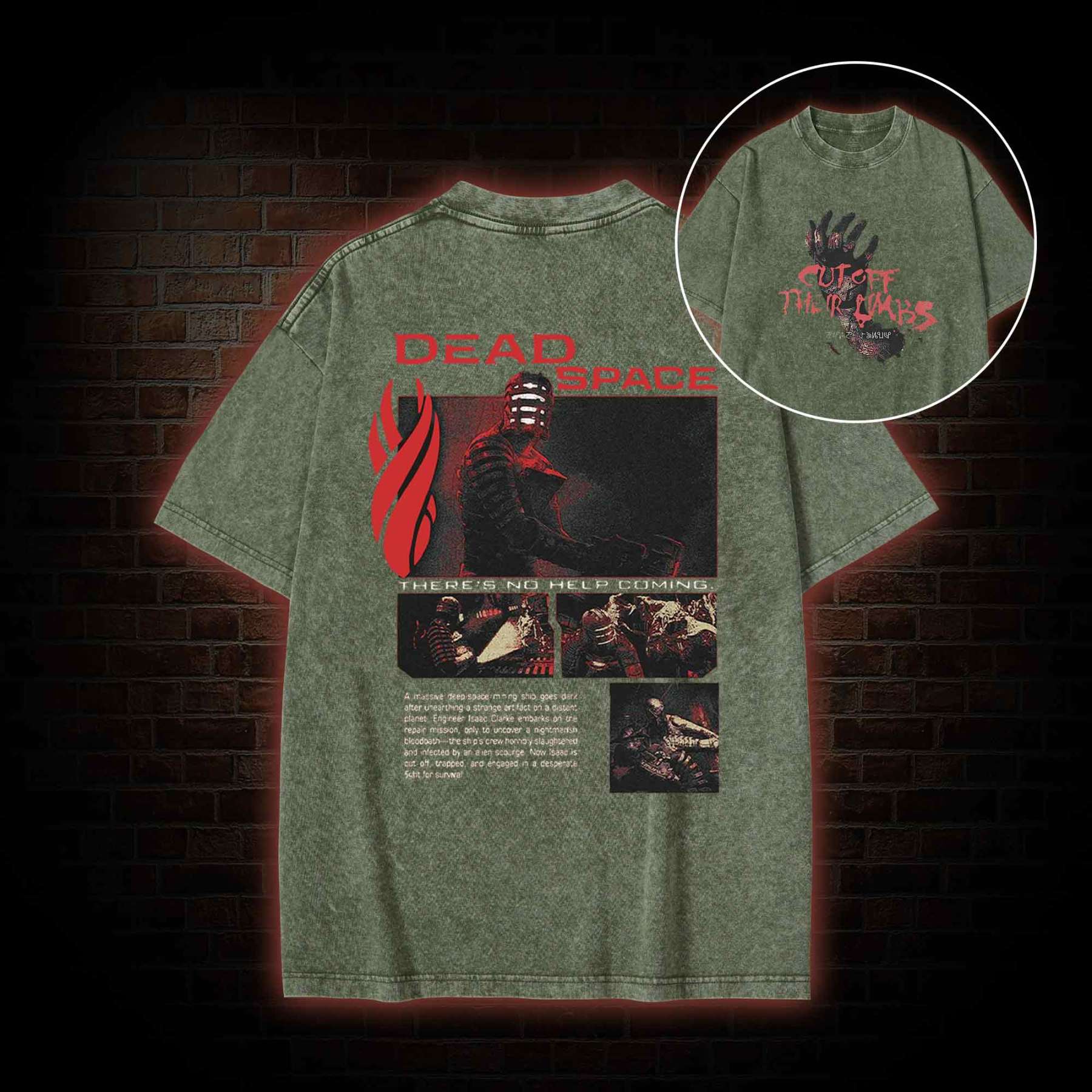 There's No Help Coming back print Washed T-shirt