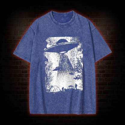 UFO Abduction Washed T-shirt