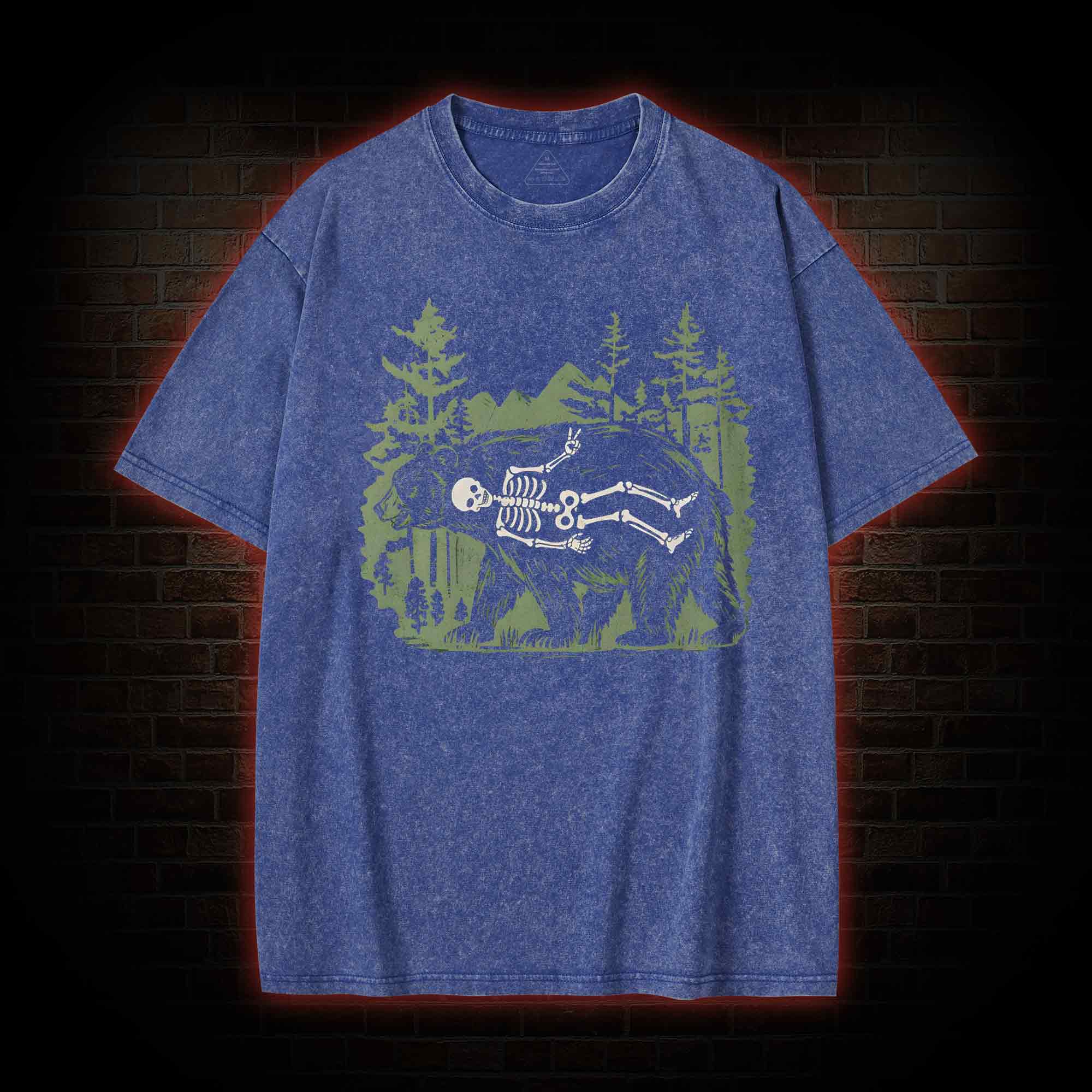Funny Bear Skeleton Washed T-shirt