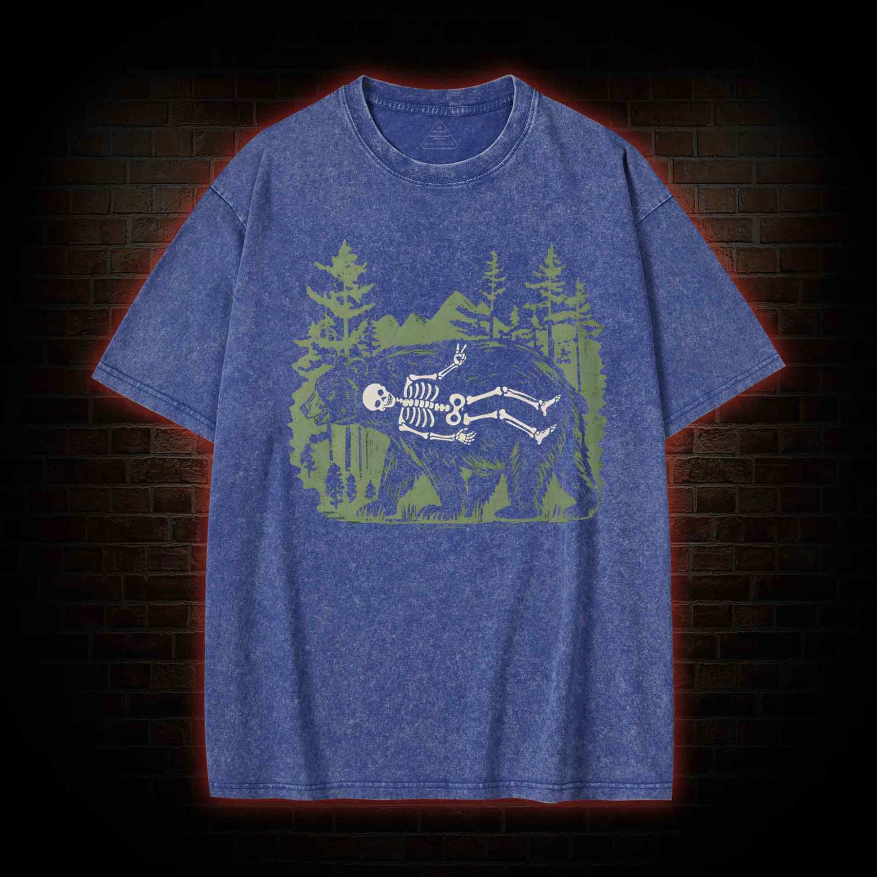 Funny Bear Skeleton Washed T-shirt