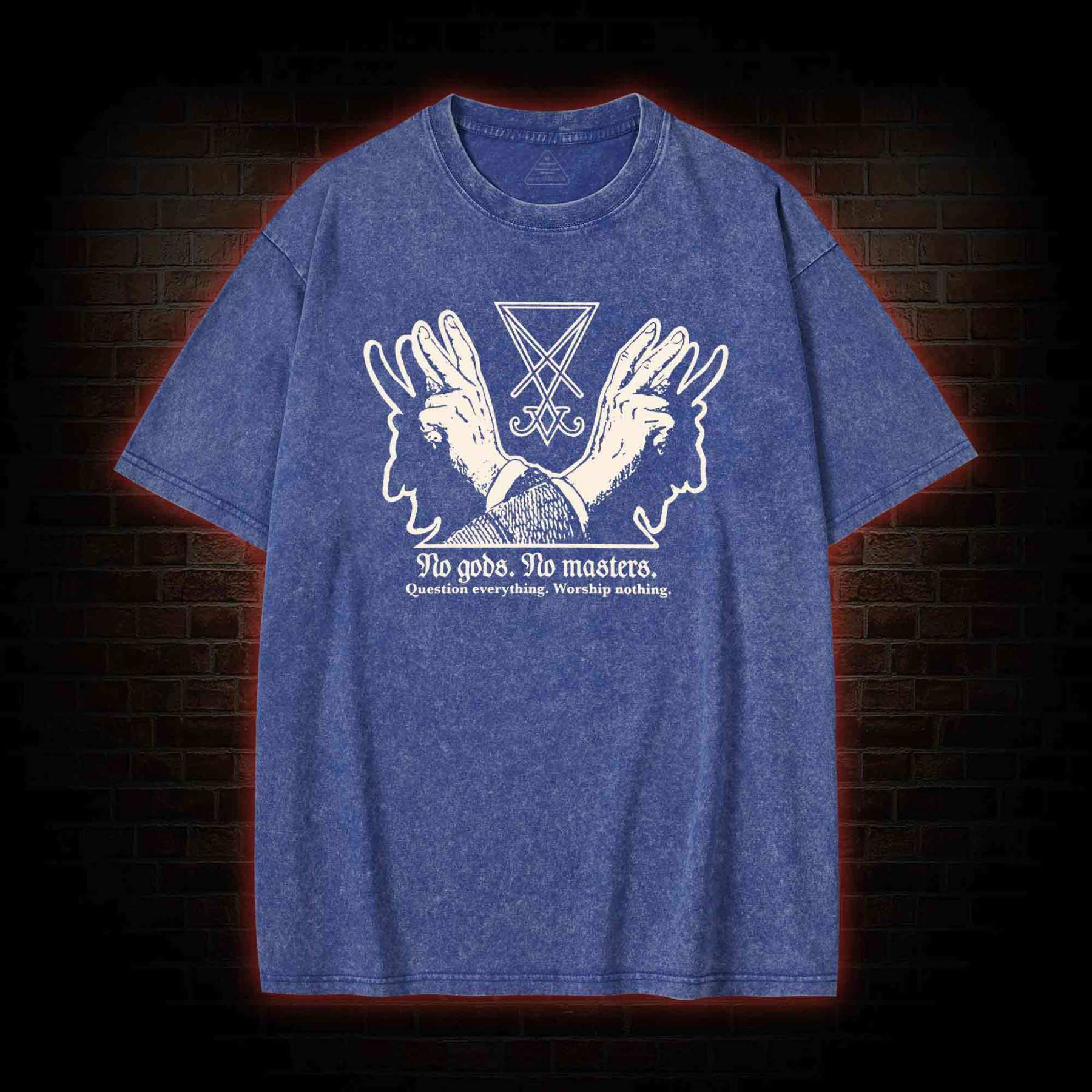No Gods No Masters Sigil of Lucifer Washed T-shirt