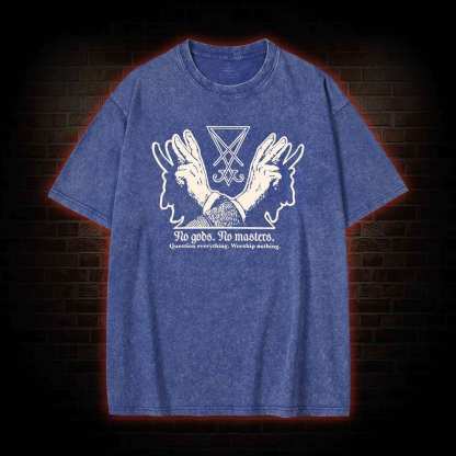 No Gods No Masters Sigil of Lucifer Washed T-shirt