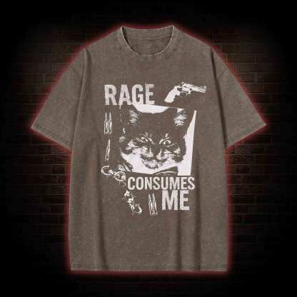 Rage Consumes Me Cat  Washed T-shirt