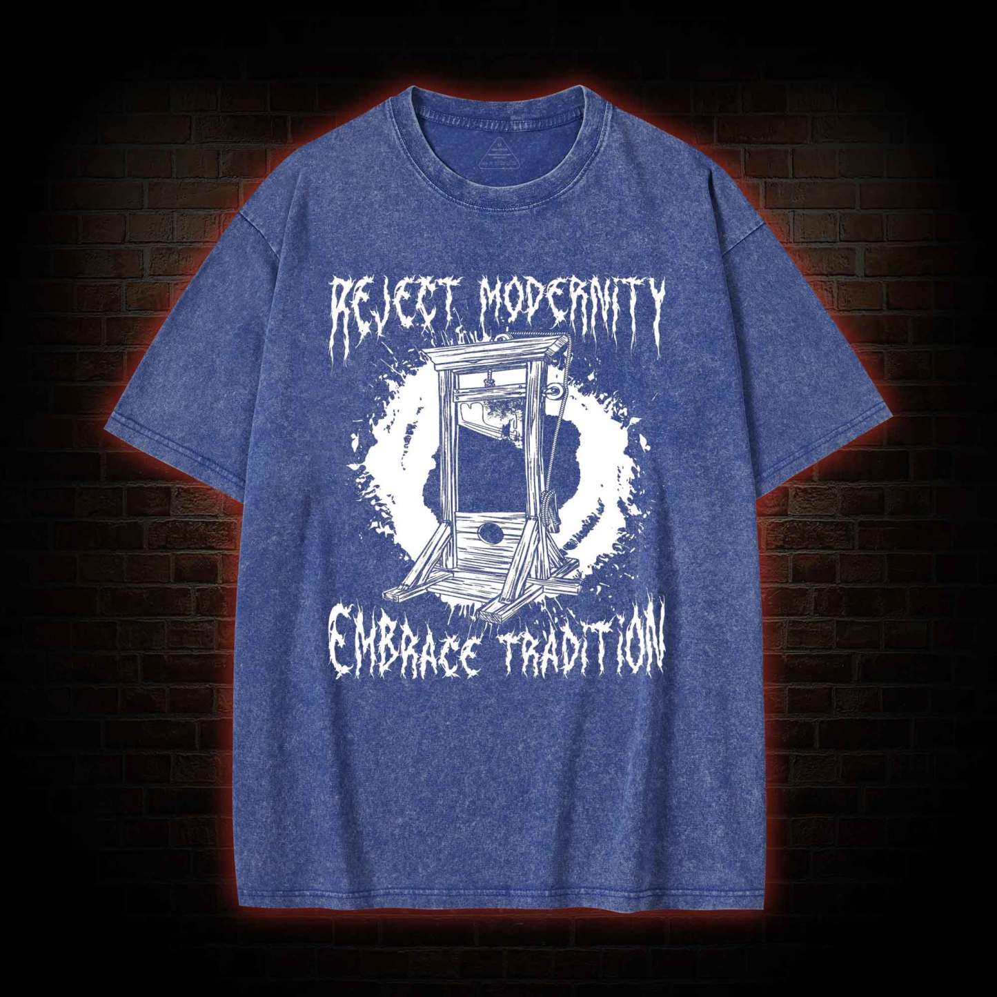 Reject Modernity Embrace Guillotine Washed T-shirt