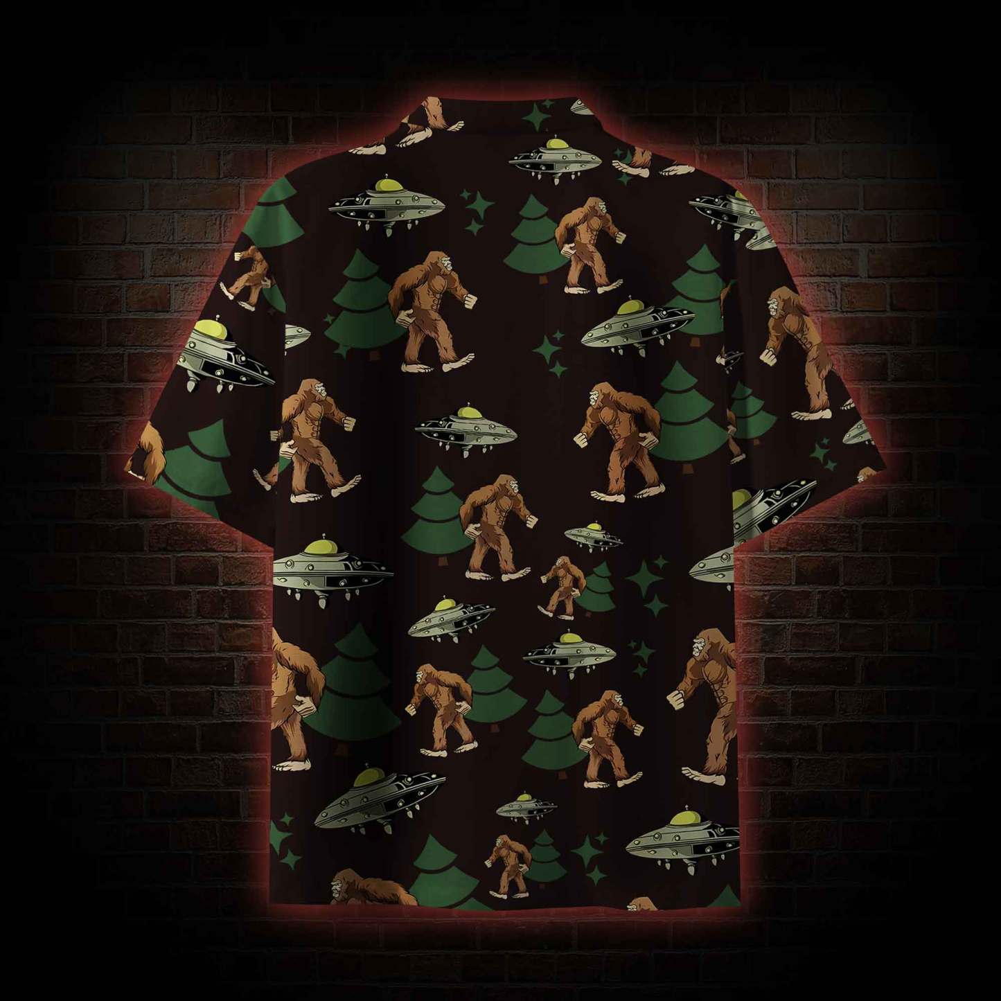Bigfoot and UFO Hawaiian Shirt
