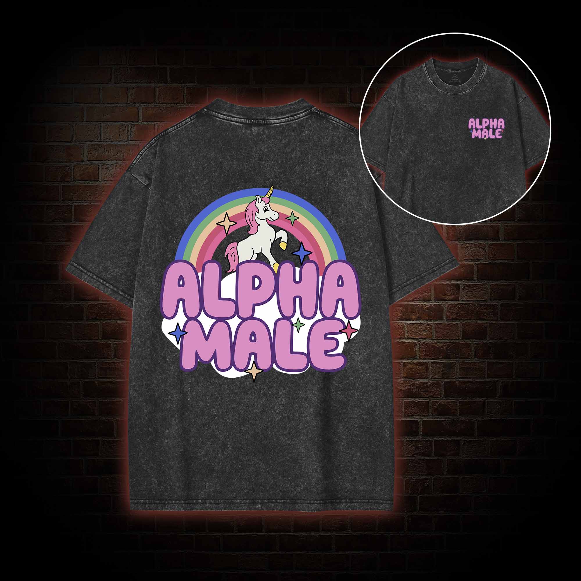 Alpha Male Back Print Washed T-shirt