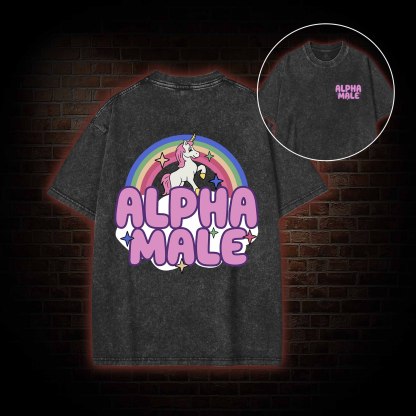 Alpha Male Back Print Washed T-shirt