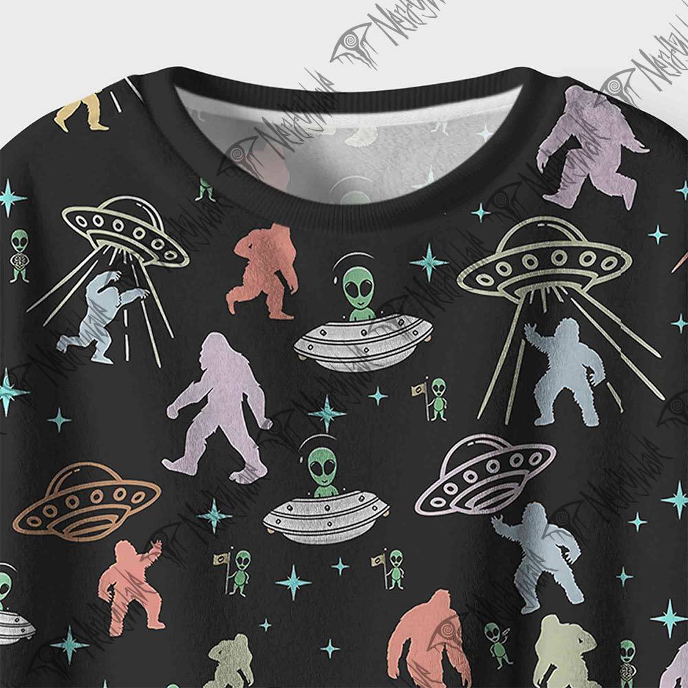 Bigfoot and Alien Party  Cozy Pajama Sets