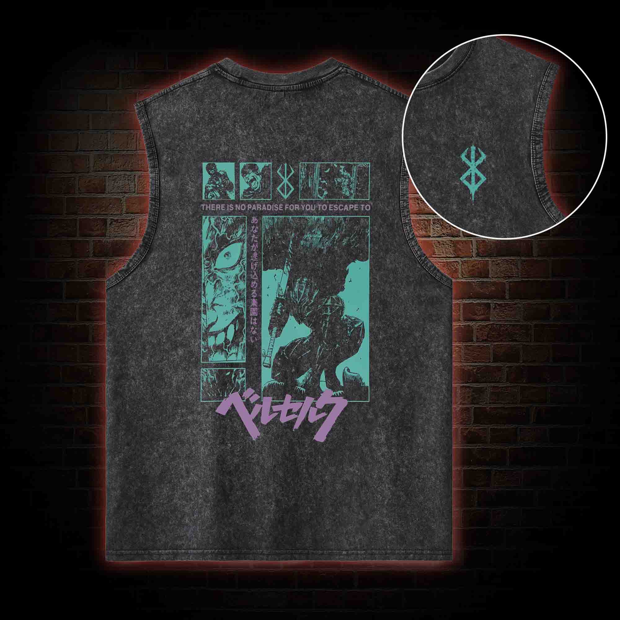 Berserk Guts Back Print Washed Tank Top