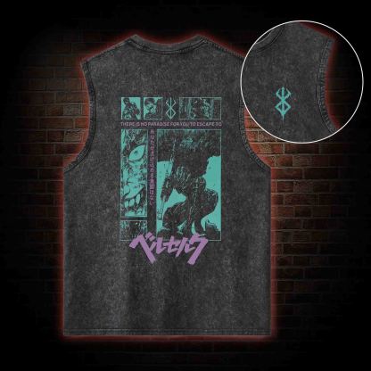 Berserk Guts Back Print Washed Tank Top