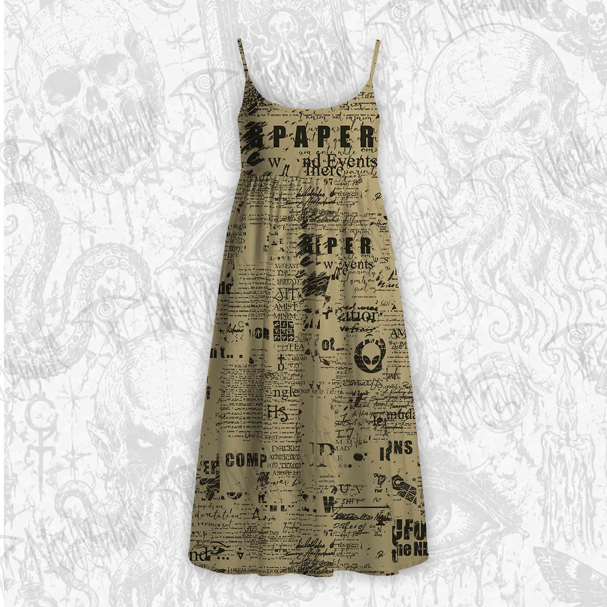 Alien Newspaper Strap Midi Sundress