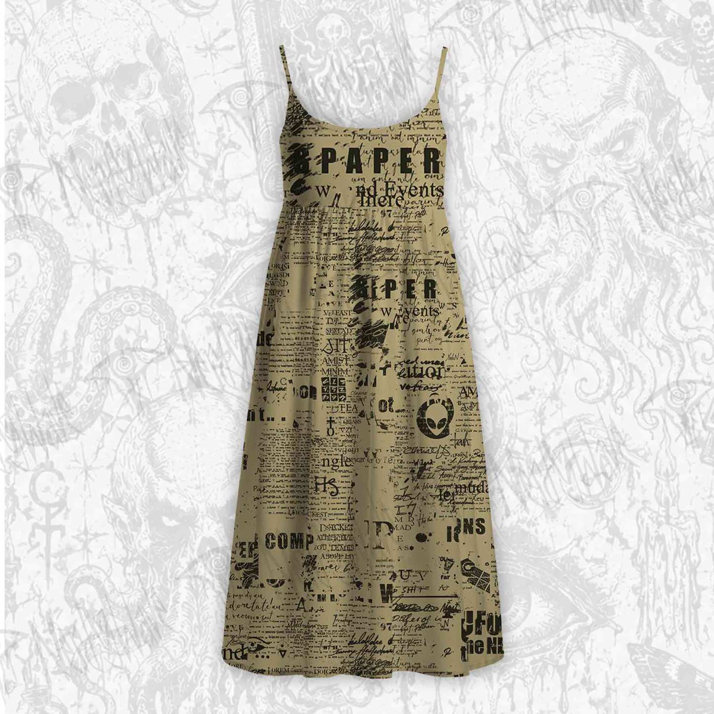 Alien Newspaper Strap Midi Sundress