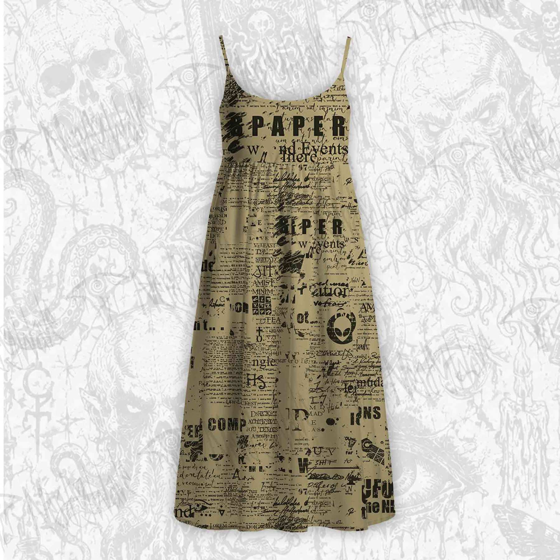 Alien Newspaper Strap Midi Sundress