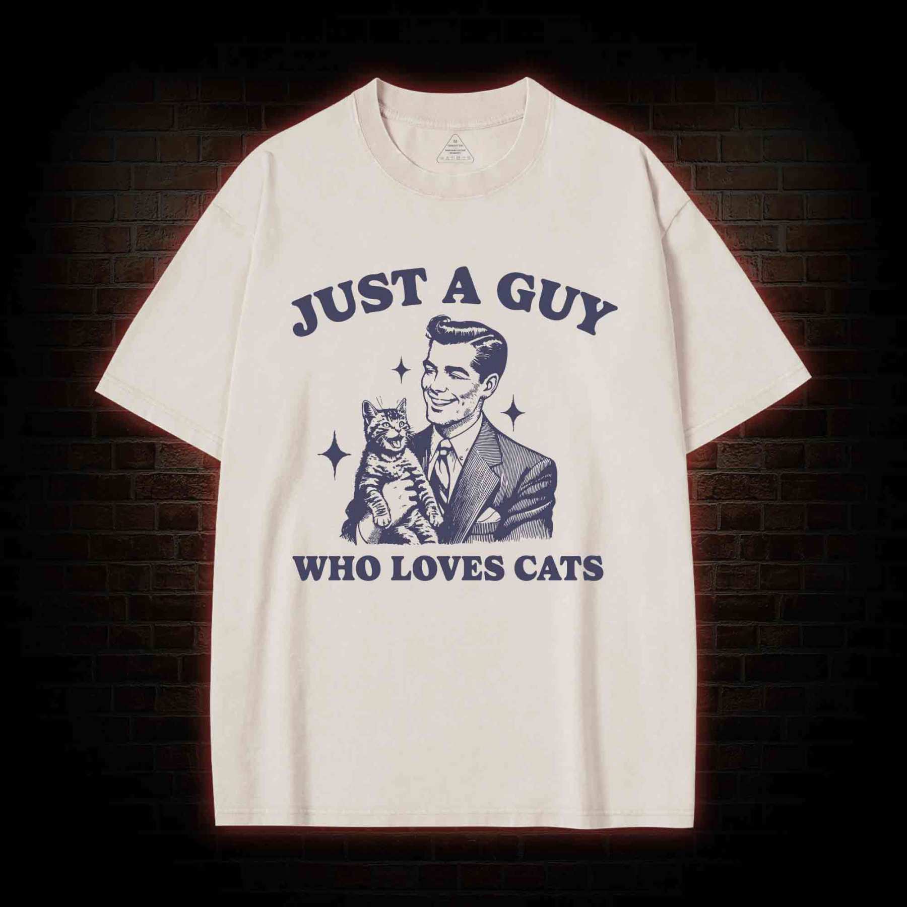 Just a Guy Who Loves Cats Washed T-shirt