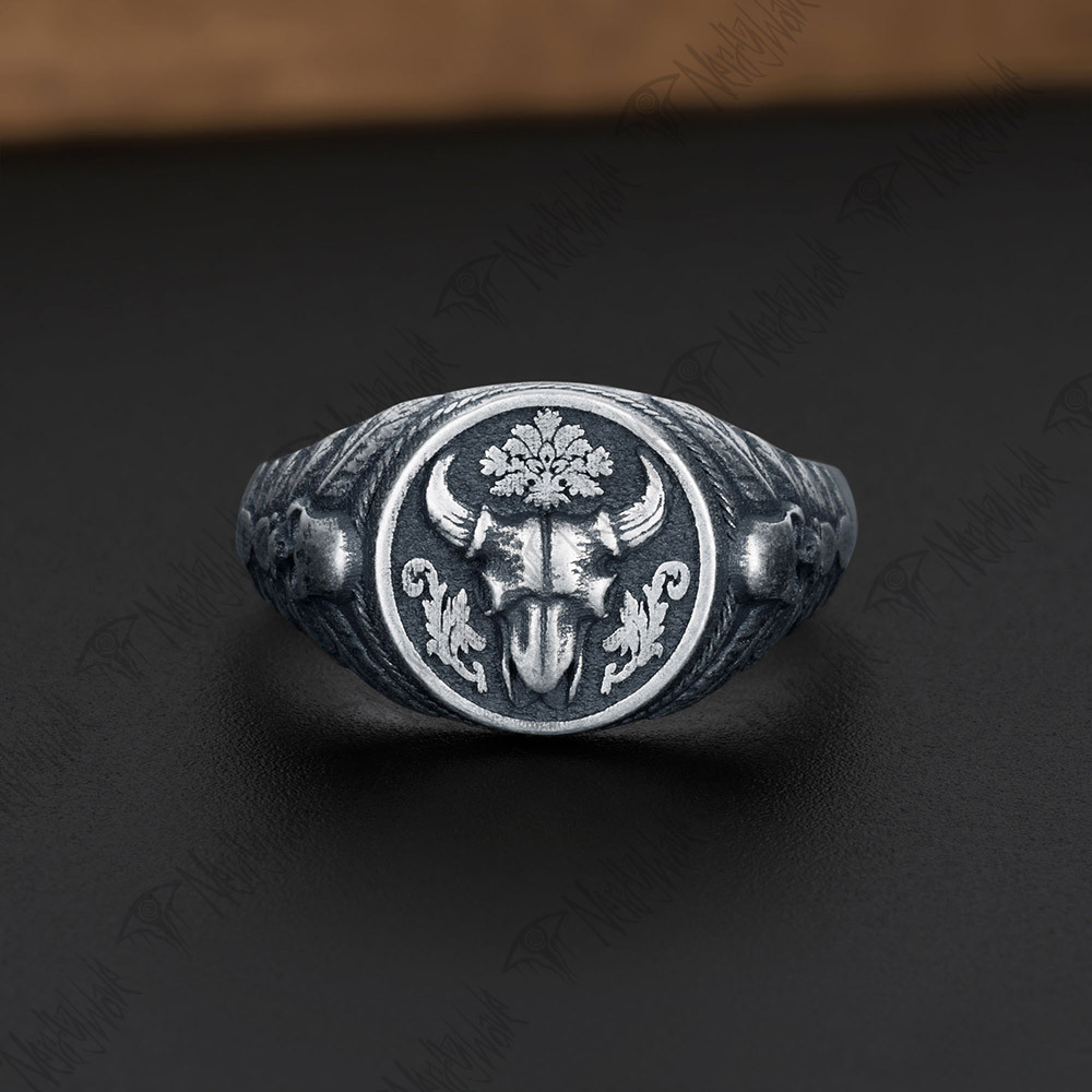 Bull Skull Silver Ring