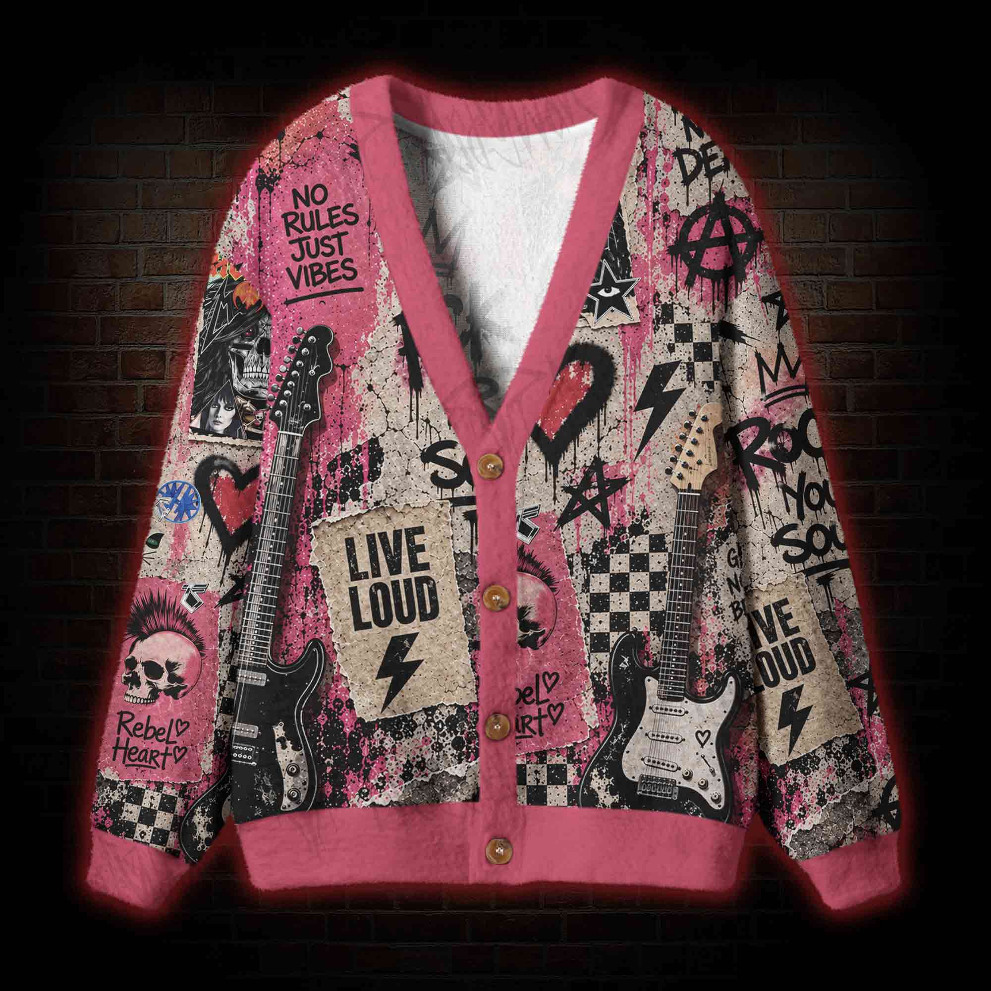 Pink Punk Skull Cardigan Sweater – nerdywave