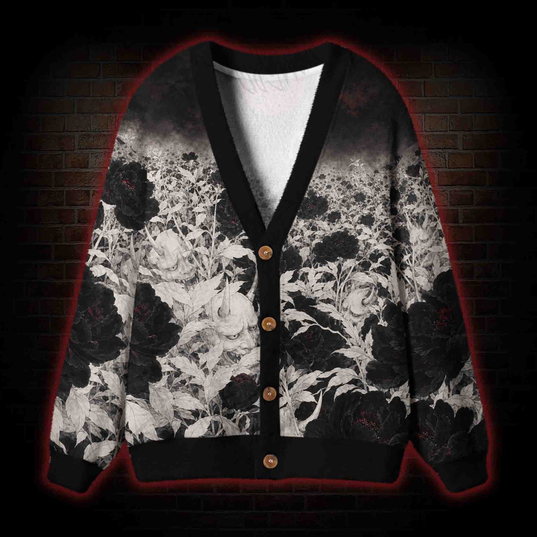 Oni in the Peony Shadows Cardigan Sweater