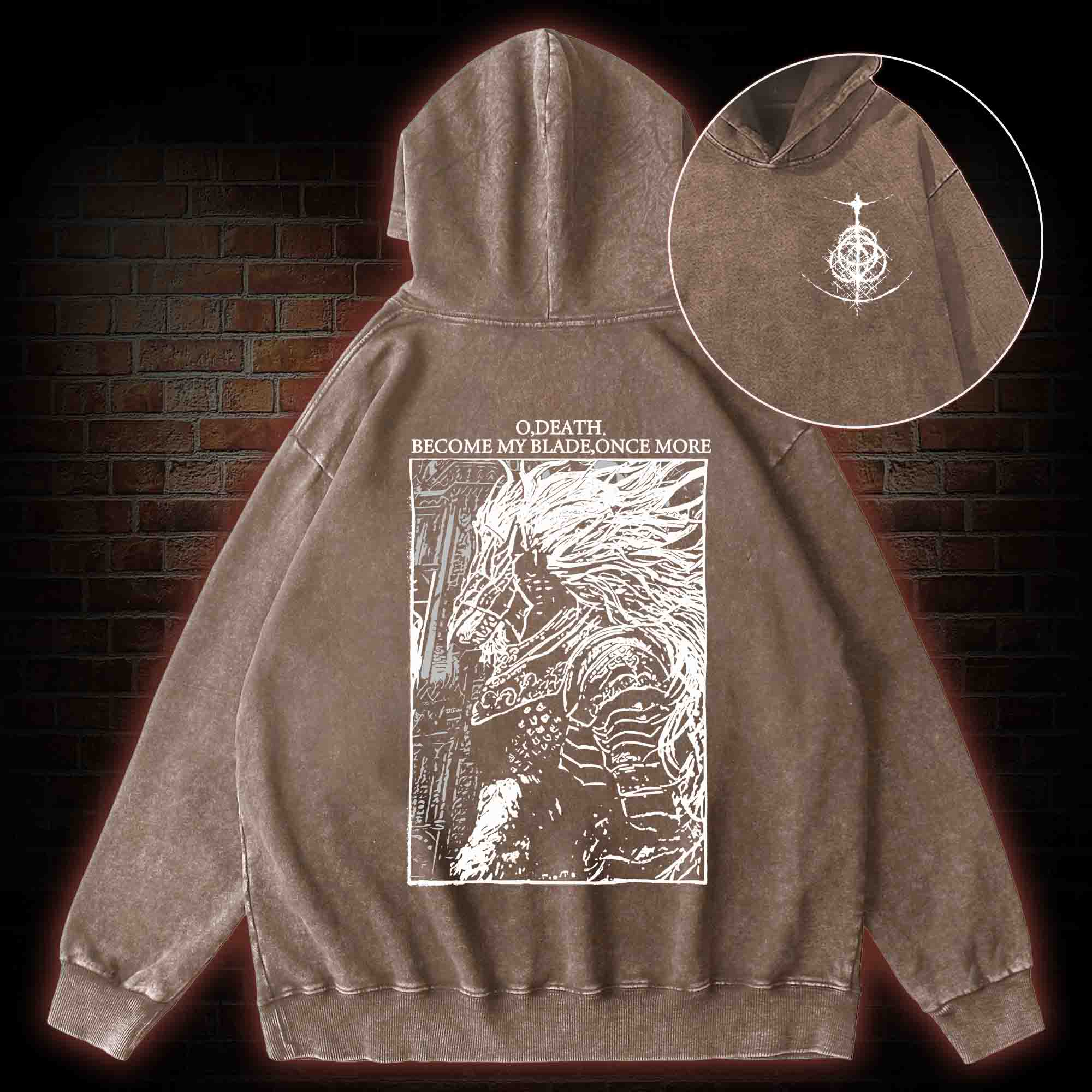 The Black Blade Back Print Washed Hoodie