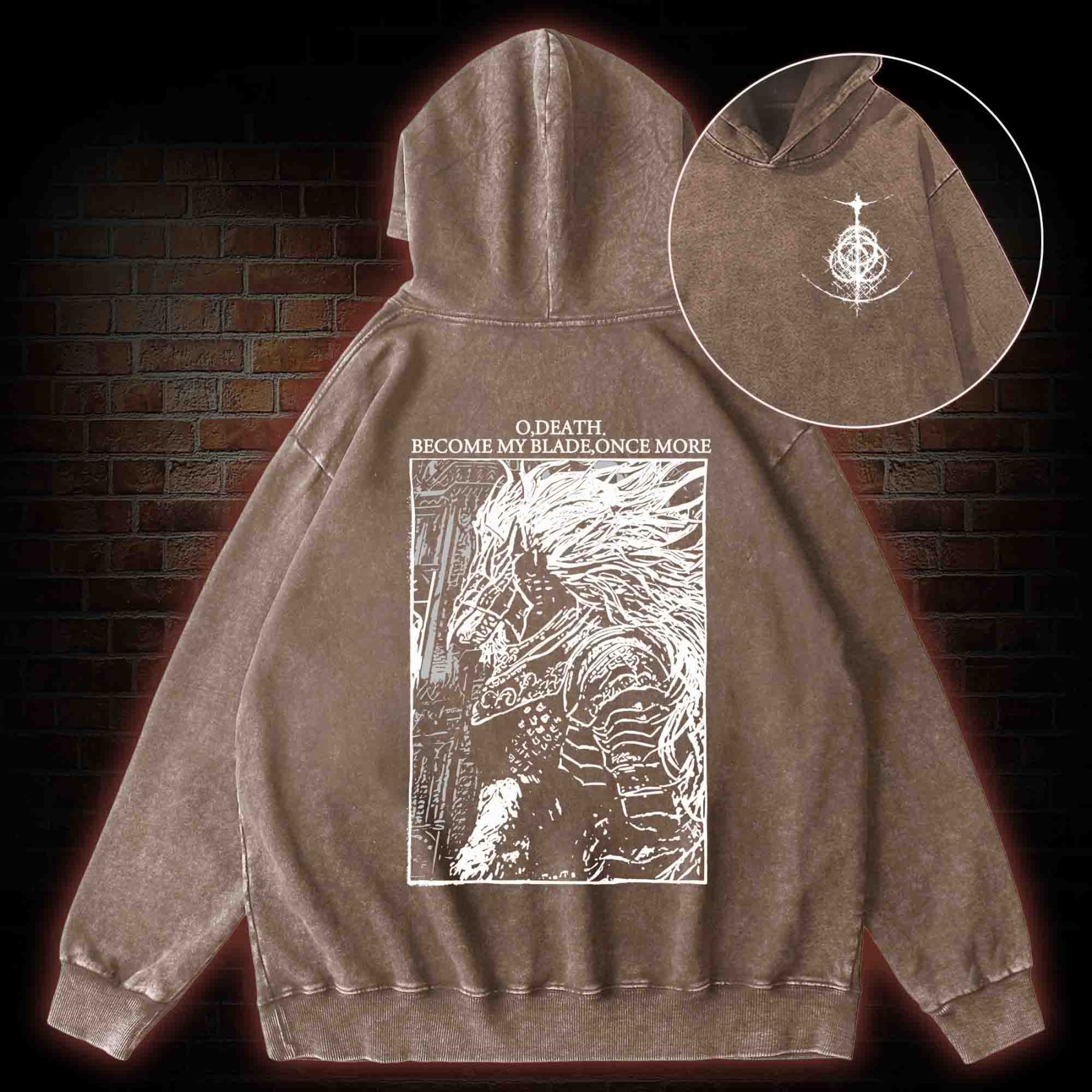 The Black Blade Back Print Washed Hoodie