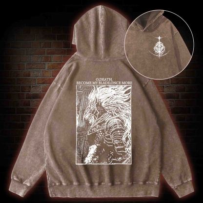 The Black Blade Back Print Washed Hoodie