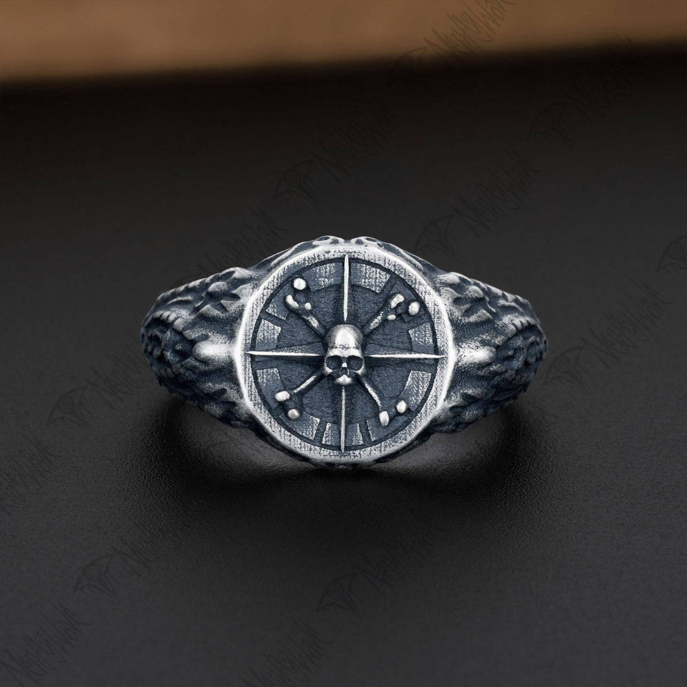 Compass Silver Band Ring