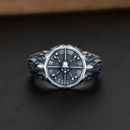 Compass Silver Band Ring