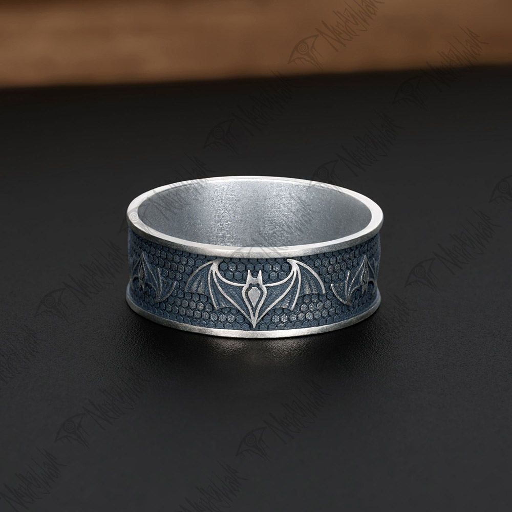 Bat Silver Band Ring
