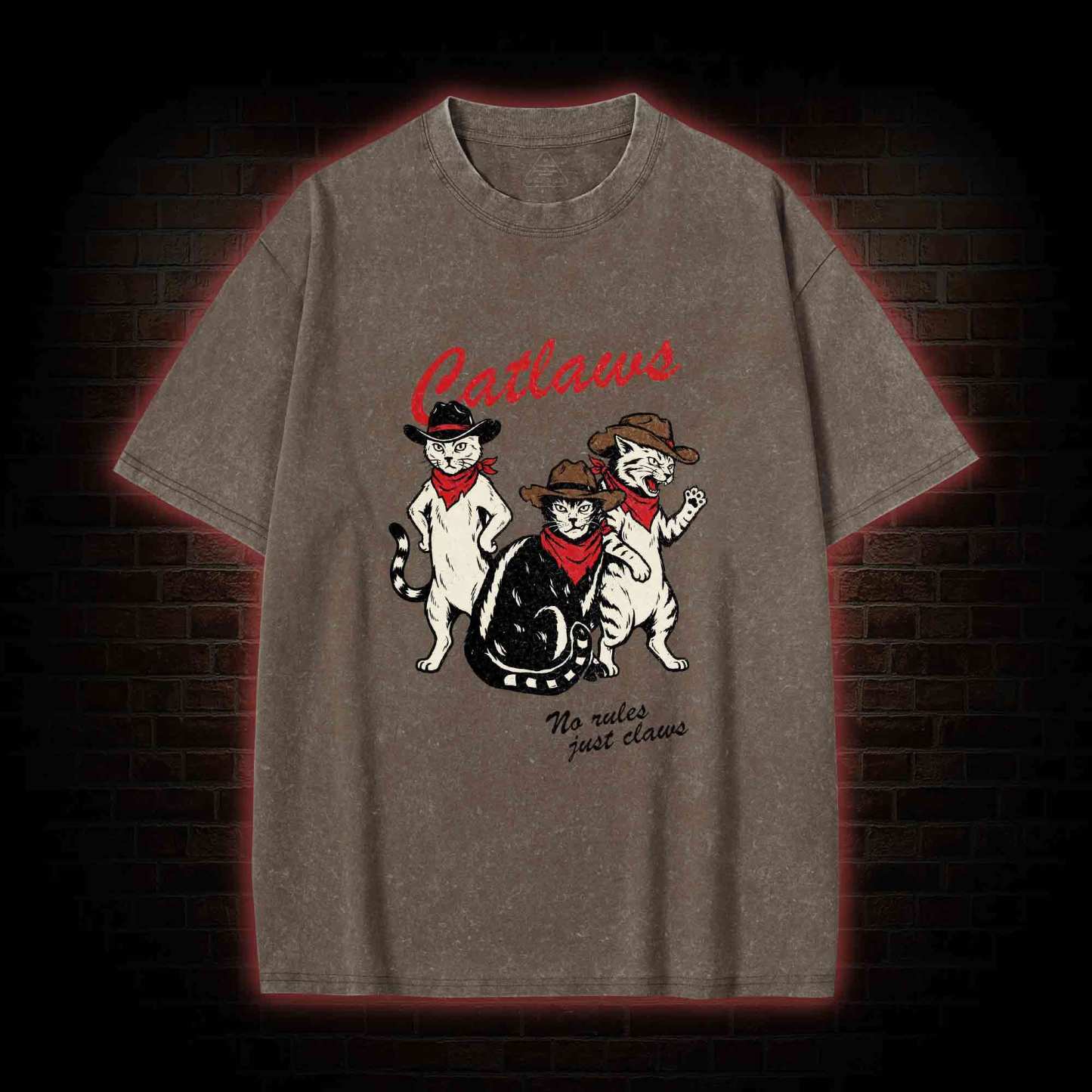 Vintage Cowboy Cat Washed T-shirt