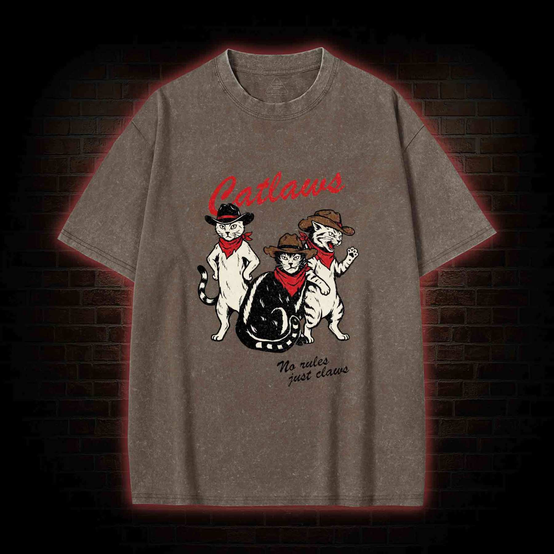 Vintage Cowboy Cat Washed T-shirt