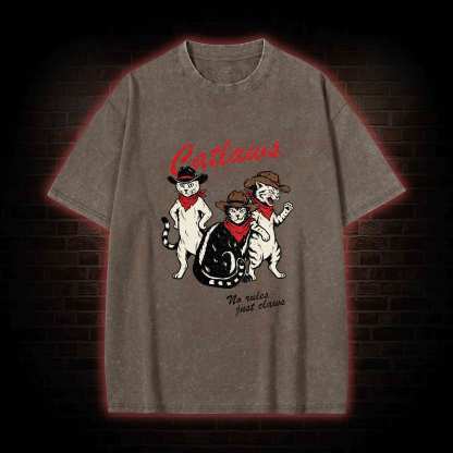 Vintage Cowboy Cat Washed T-shirt