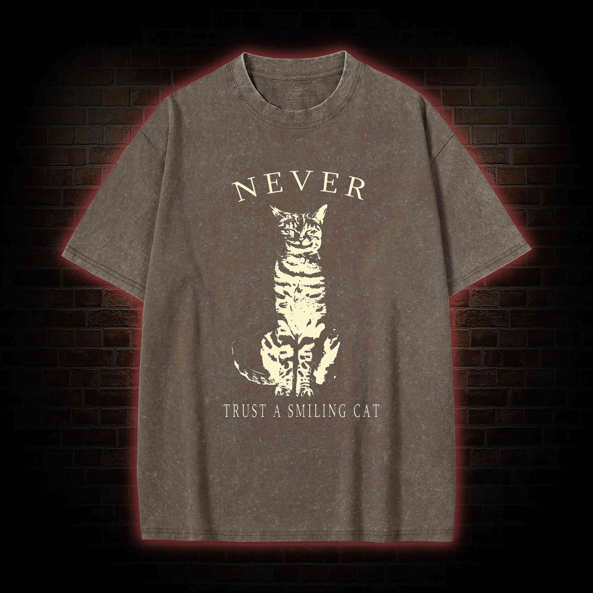Never Trust A Smiling Cat Washed T-shirt