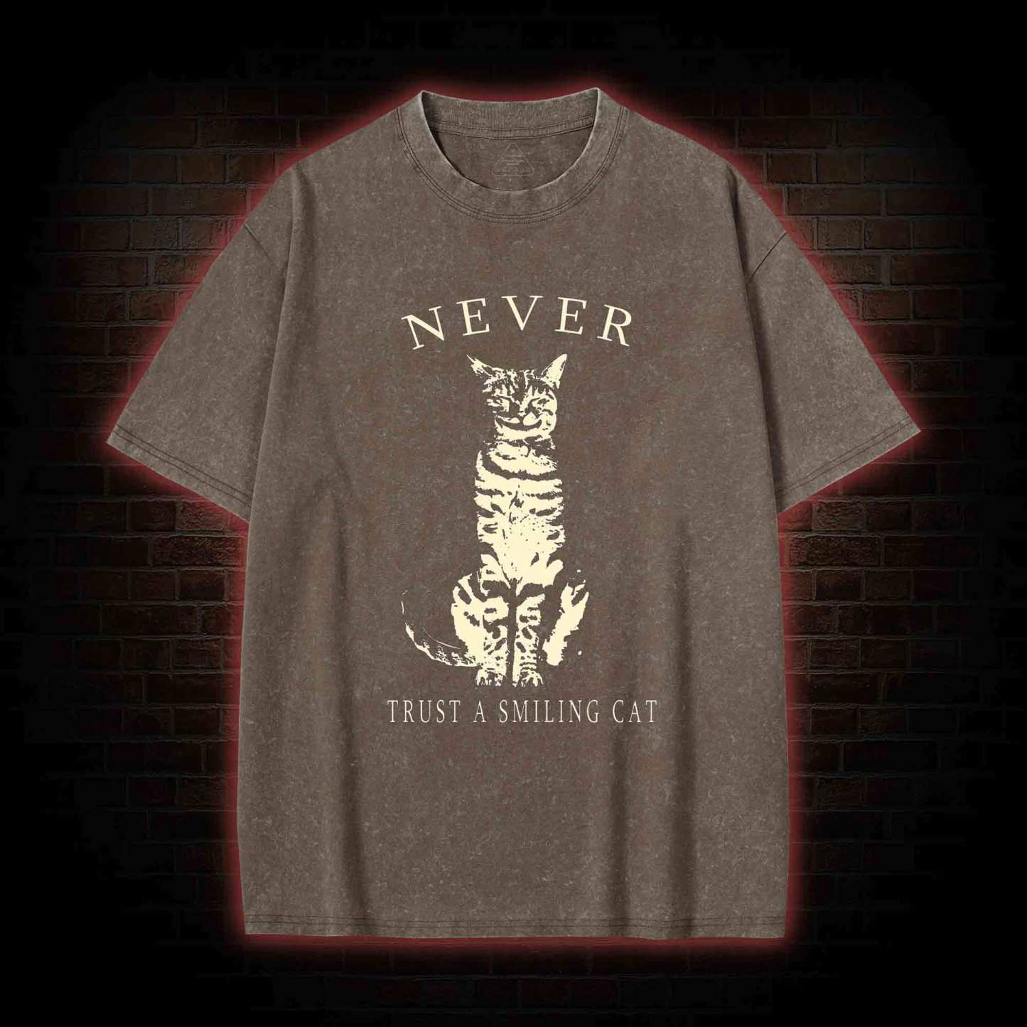 Never Trust A Smiling Cat Washed T-shirt