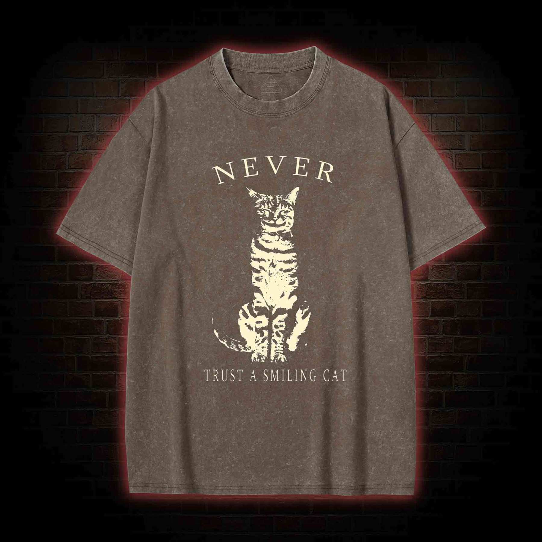 Never Trust A Smiling Cat Washed T-shirt