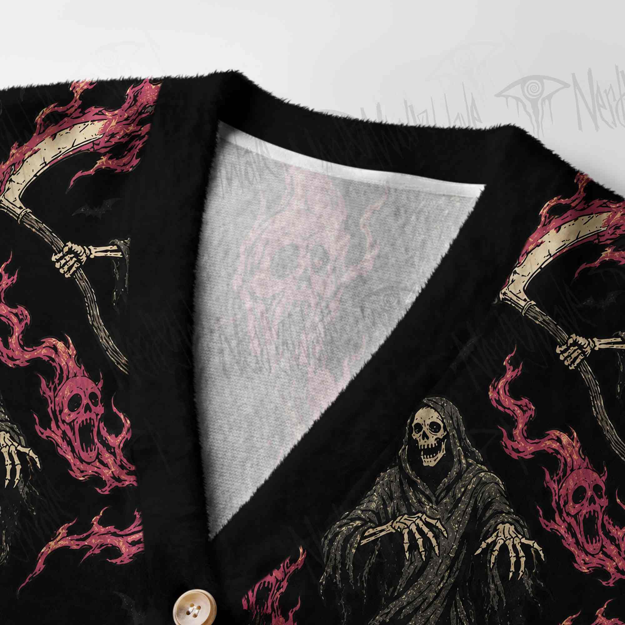 Pink Flame Reaper Women's Cardigan Sweater