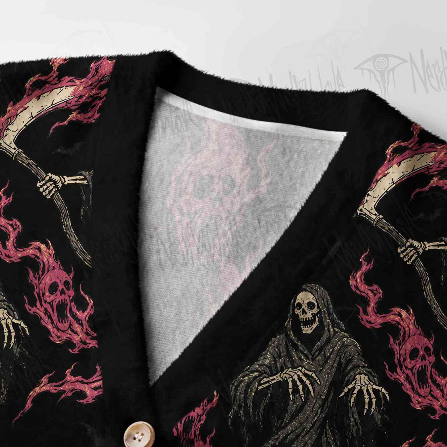 Pink Flame Reaper Women's Cardigan Sweater