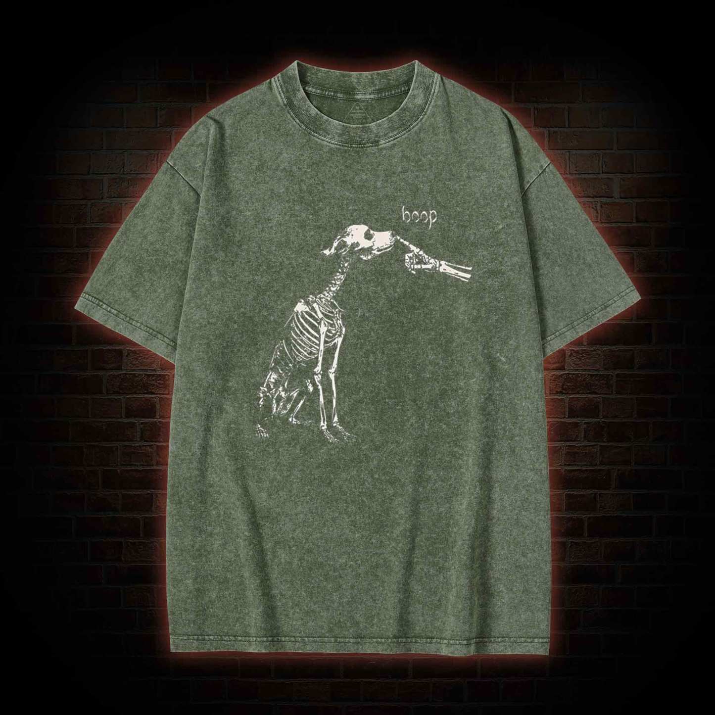 Boop Dog Skeleton Halloween Washed T-shirt