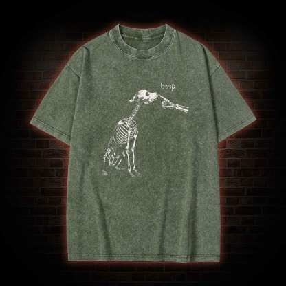 Boop Dog Skeleton Halloween Washed T-shirt